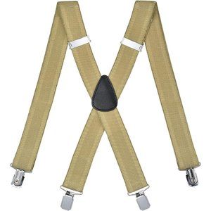 2Inch Elastic Men's suspenders, Heavy Duty Suspenders For Men - Khaki